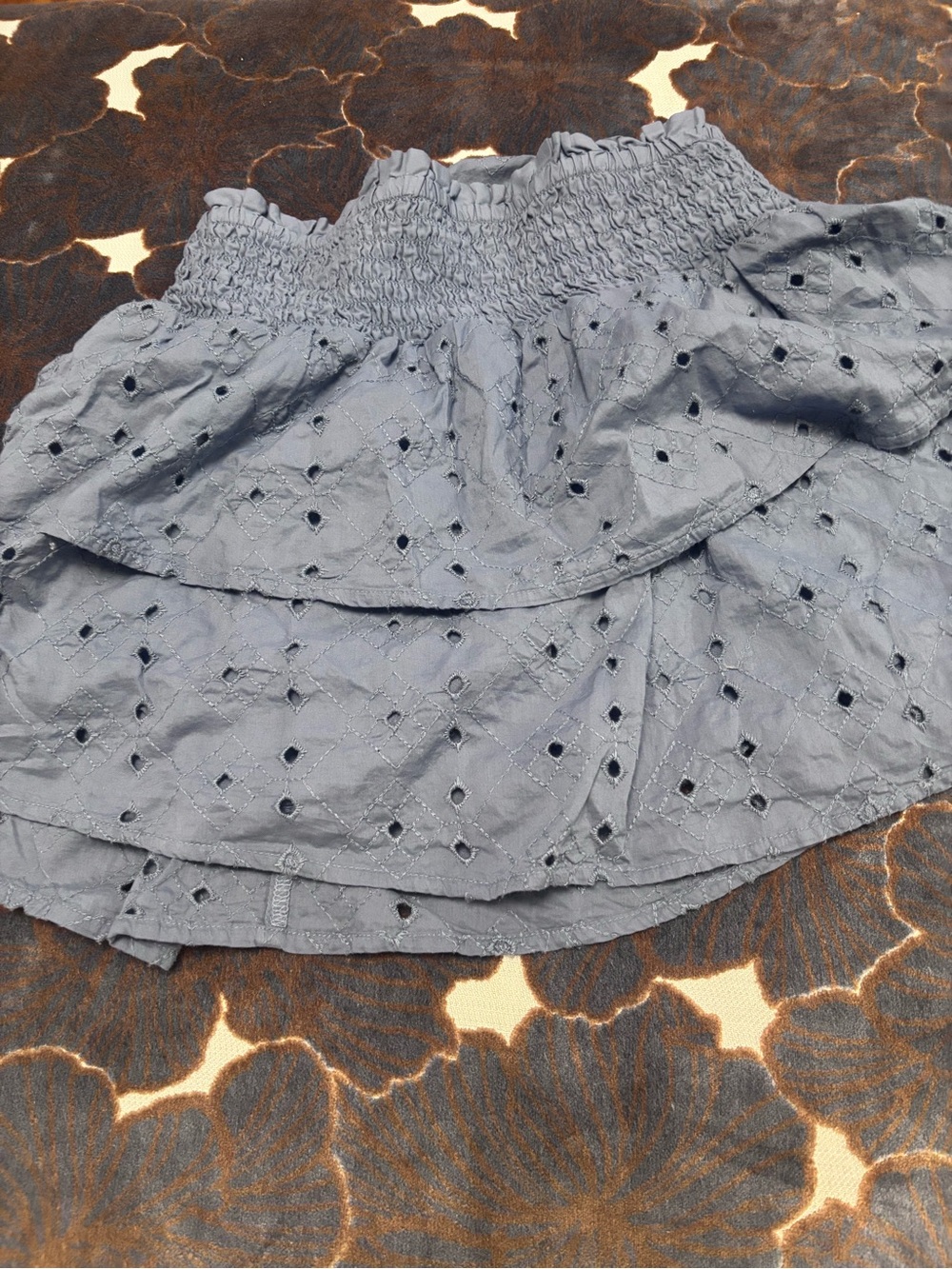 abercrombie kids Blue Eyelet Smocked Tiered Skirt